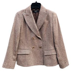 Talbots Herringbone Tweed Wool Beautiful Suit Blazer Career Jacket Like New 2